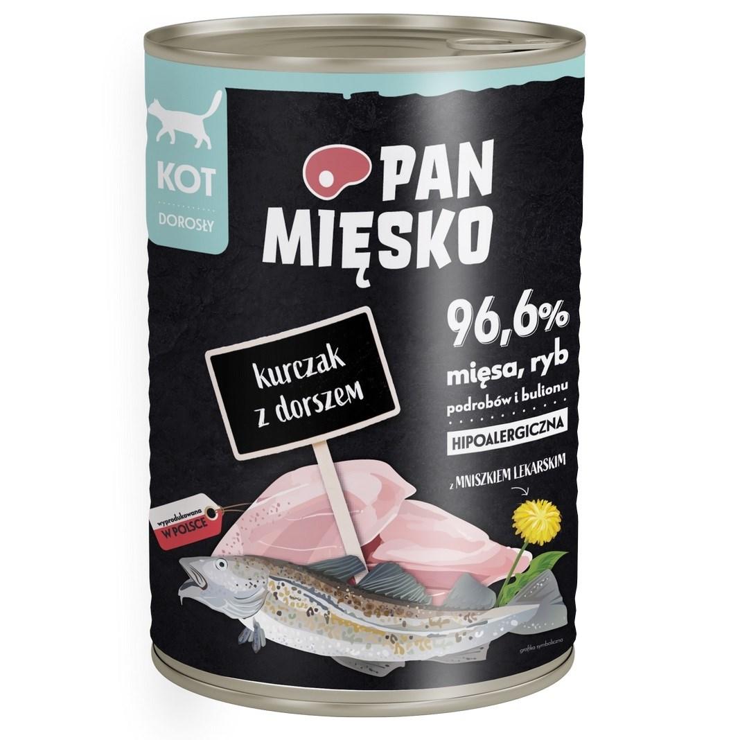 Vådfoder til kat – PAN MIĘSKO kylling med torsk, 400 g billede