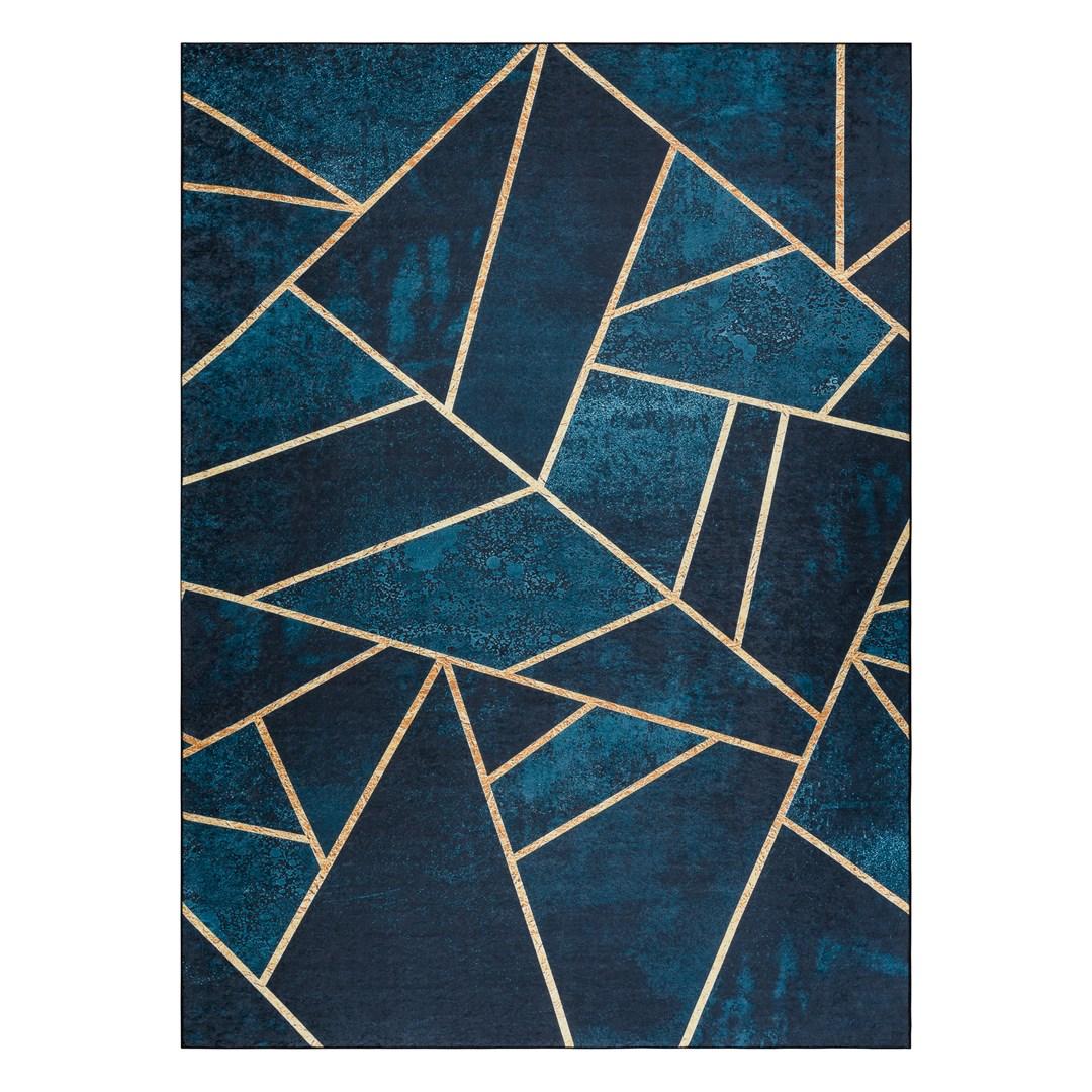 Gulvtæppe - Hakano Arlen Mosaic, marineblå geometrisk, 120×170 cm billede