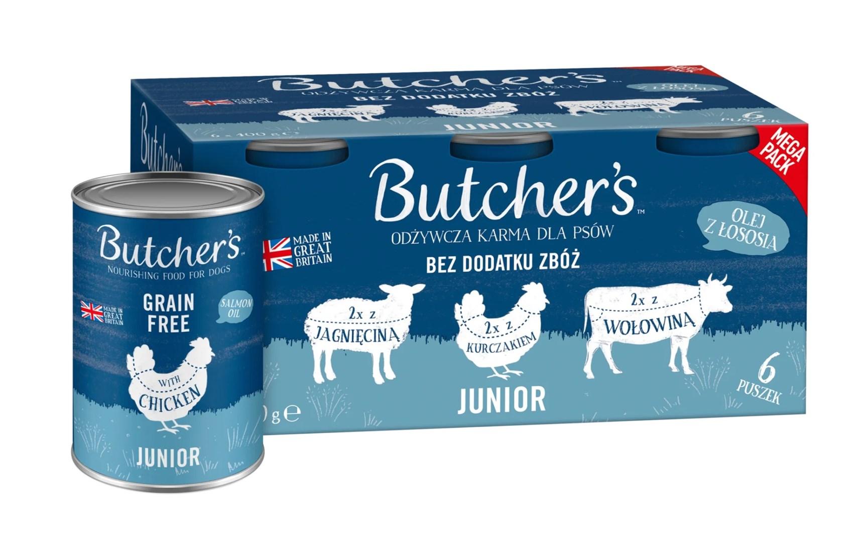 Hundefoder vådfoder junior - Butcher's Original Mega Pack mix, 6 × 400 g billede