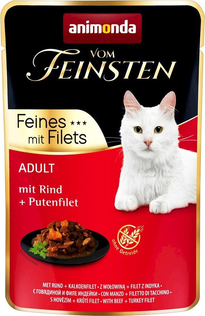 Vådfoder til kat – Animonda Vom Feinsten oksekød & kalkunfilet, 85 g billede