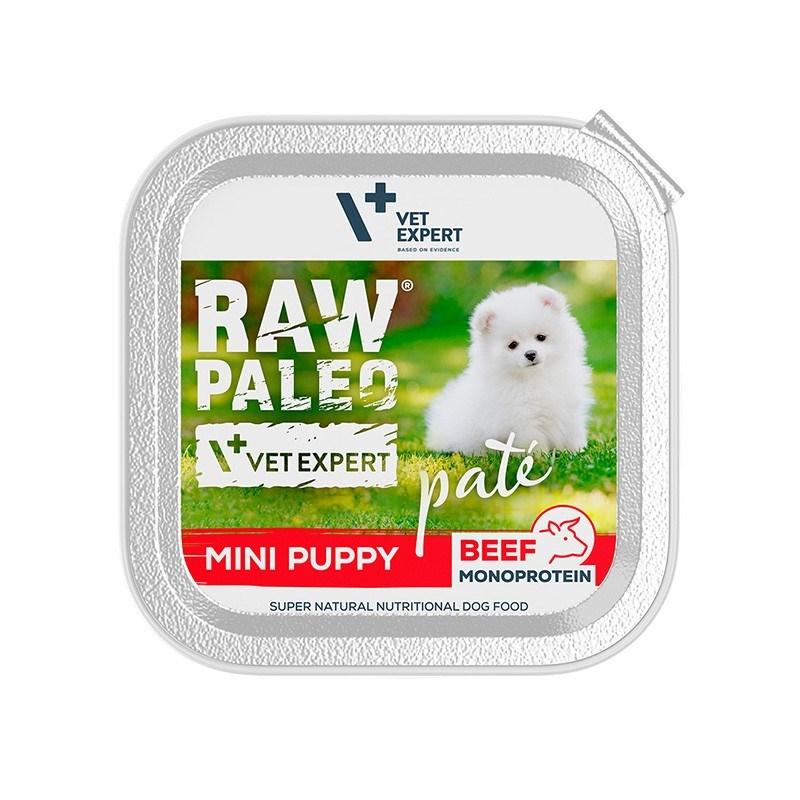 Hundefoder vådfoder VetExpert Raw Paleo Pate Mini Puppy Okse - 150 g billede