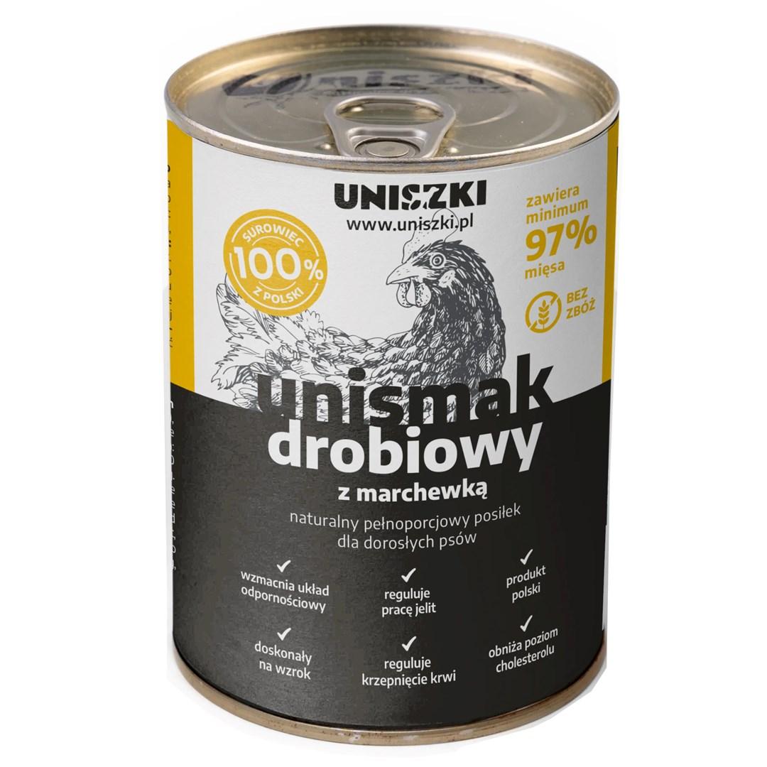 Hundefoder vådfoder UNISZKI kylling med gulerod - 410 g billede