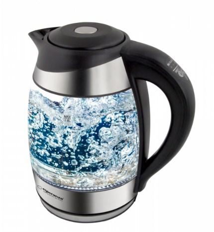 Elkedel - Esperanza EKK026, glas 1,7 l, 2.200 W, sort/transparent billede