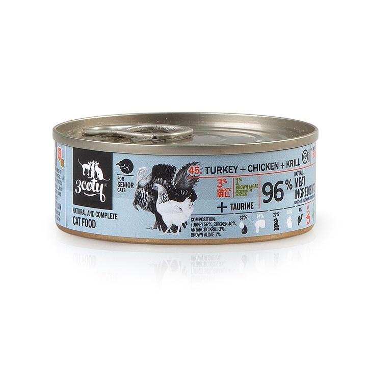 Vådfoder kat – 3coty Kalkun med kylling og krill Senior 80 g billede