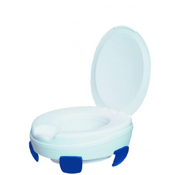 Toiletforhøjer med låg HERDEGEN Clipper III, blå/hvid billede