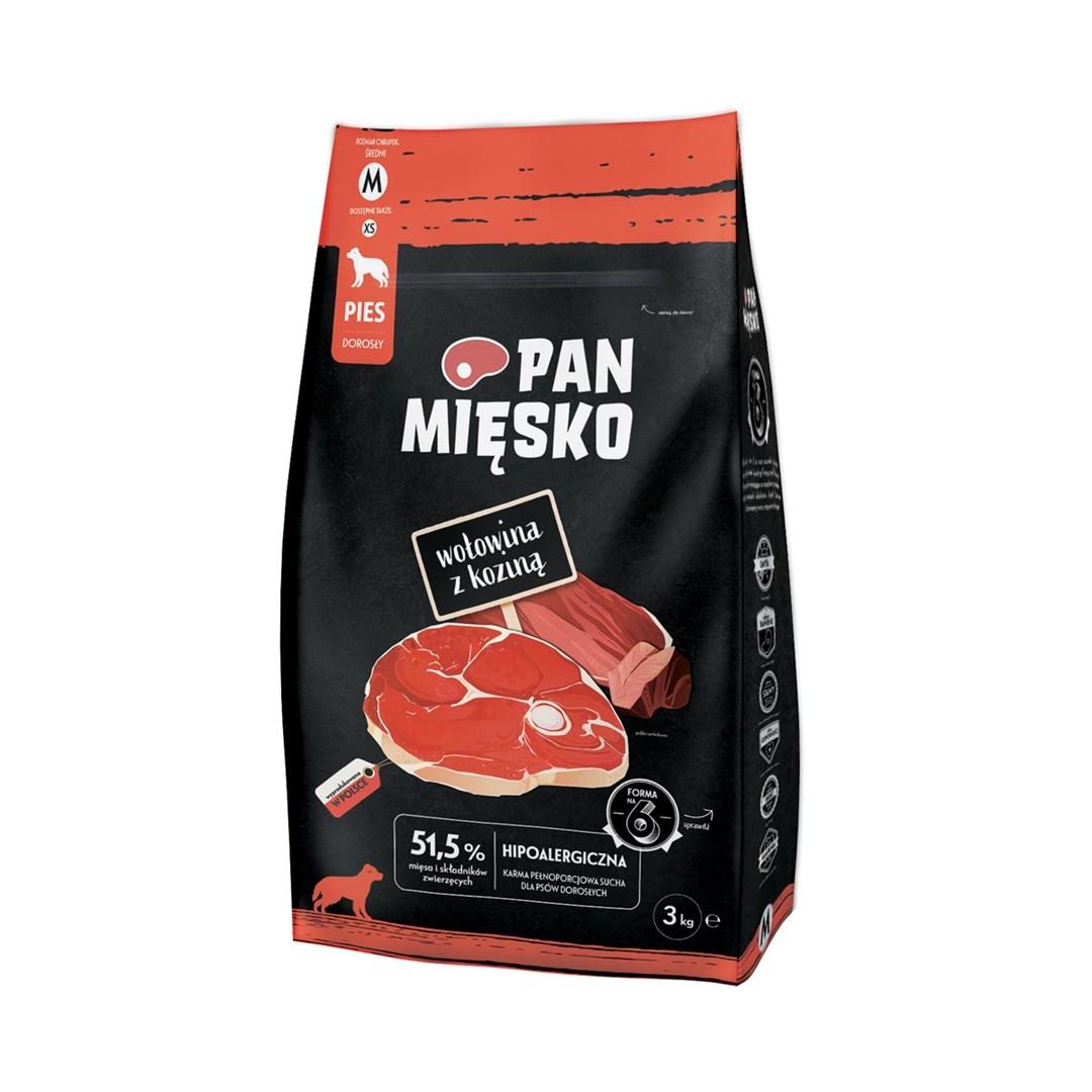 Hundefoder tørfoder PAN MIĘSKO oksekød med ged – M, 3 kg billede