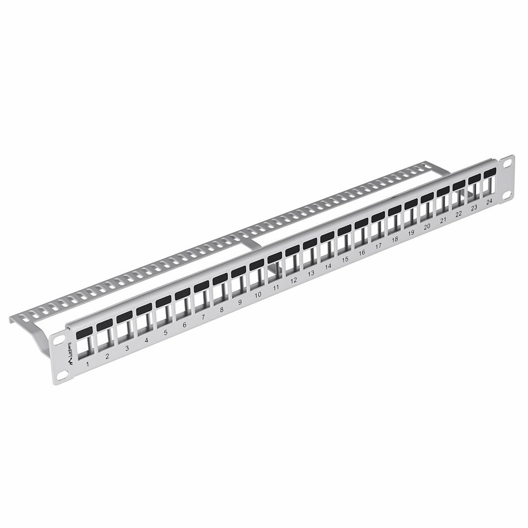 Patchpanel 24-port 1U – Lanberg PPKS-1024-S, grå billede
