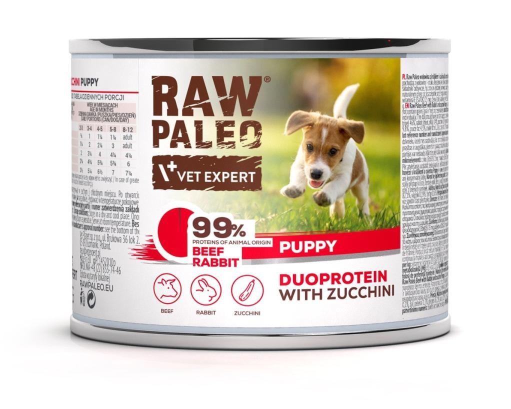 Hundefoder vådfoder VetExpert Raw Paleo Duoprotein okse & kanin – hvalp 200 g billede