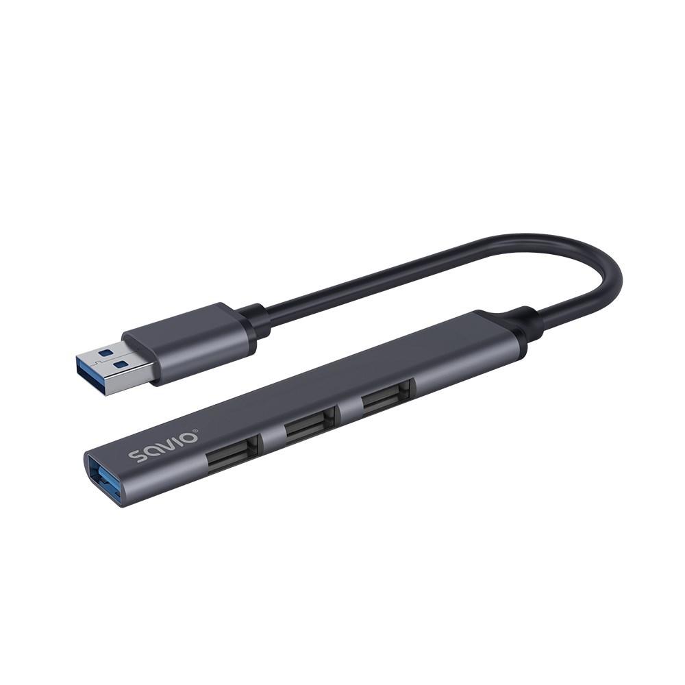USB hub Savio AK-70 - 4 porte (3 × USB-A 2.0, 1 × USB-A 3.1 Gen 1, 5 Gbit/s) billede