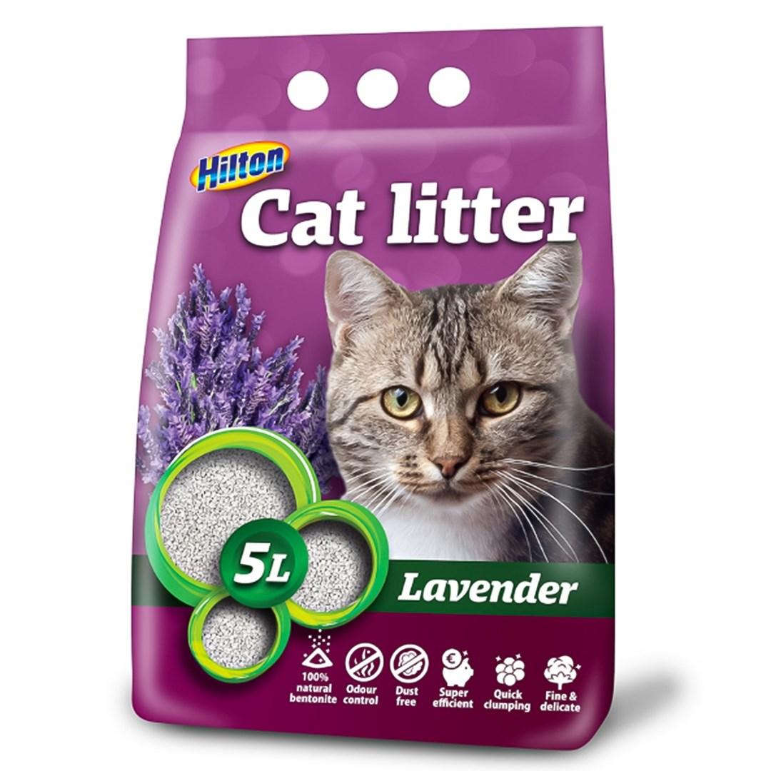 Kattegrus klumpende - Hilton bentonit lavendel, 5 l billede