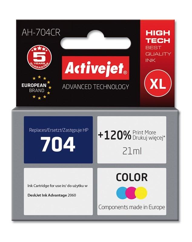 Blækpatron til HP 704 – Activejet AH-704CR XL, farve, 21 ml billede
