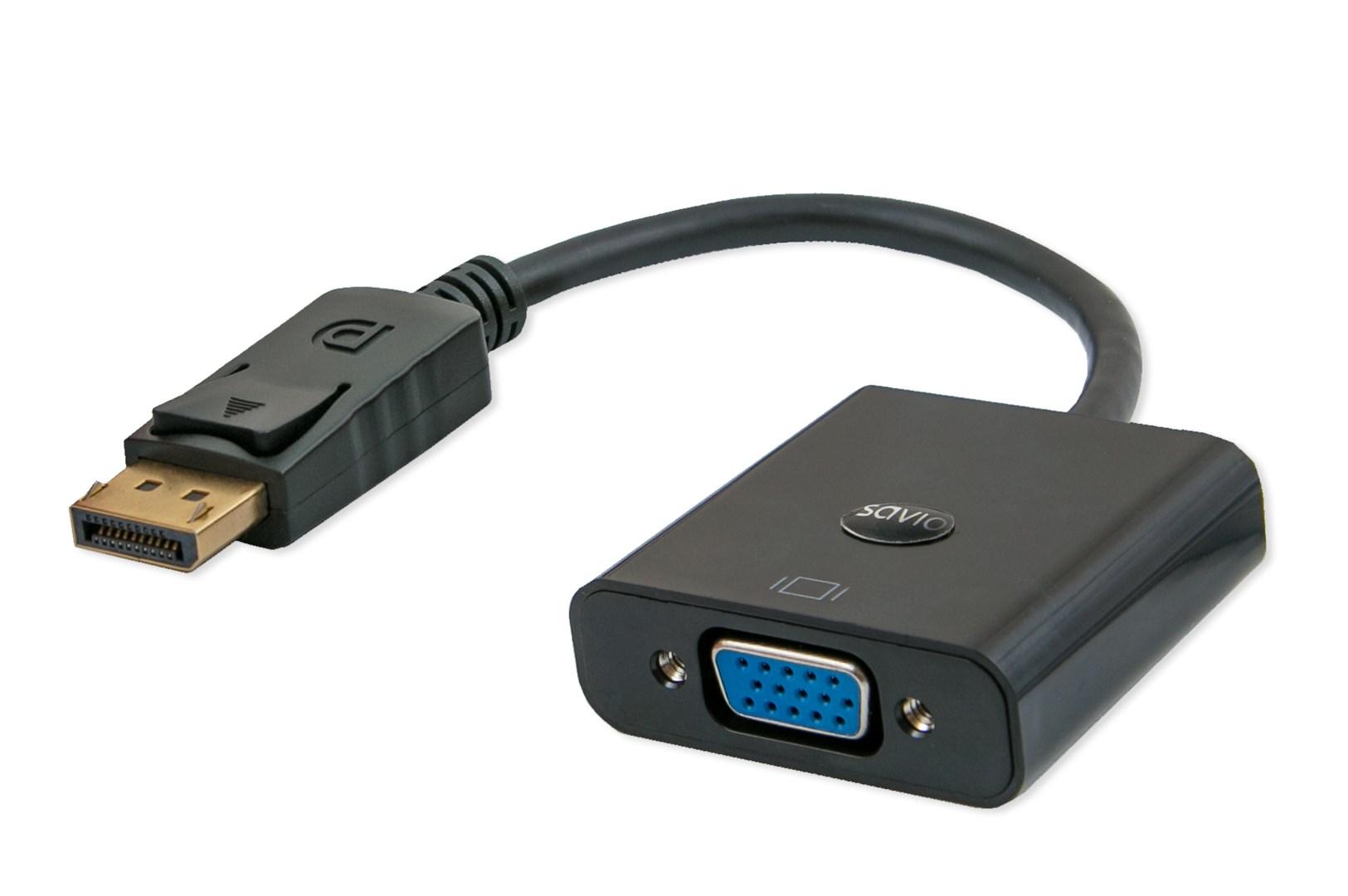 DisplayPort til VGA adapterkabel 0,2 m - Savio CL-90, sort billede