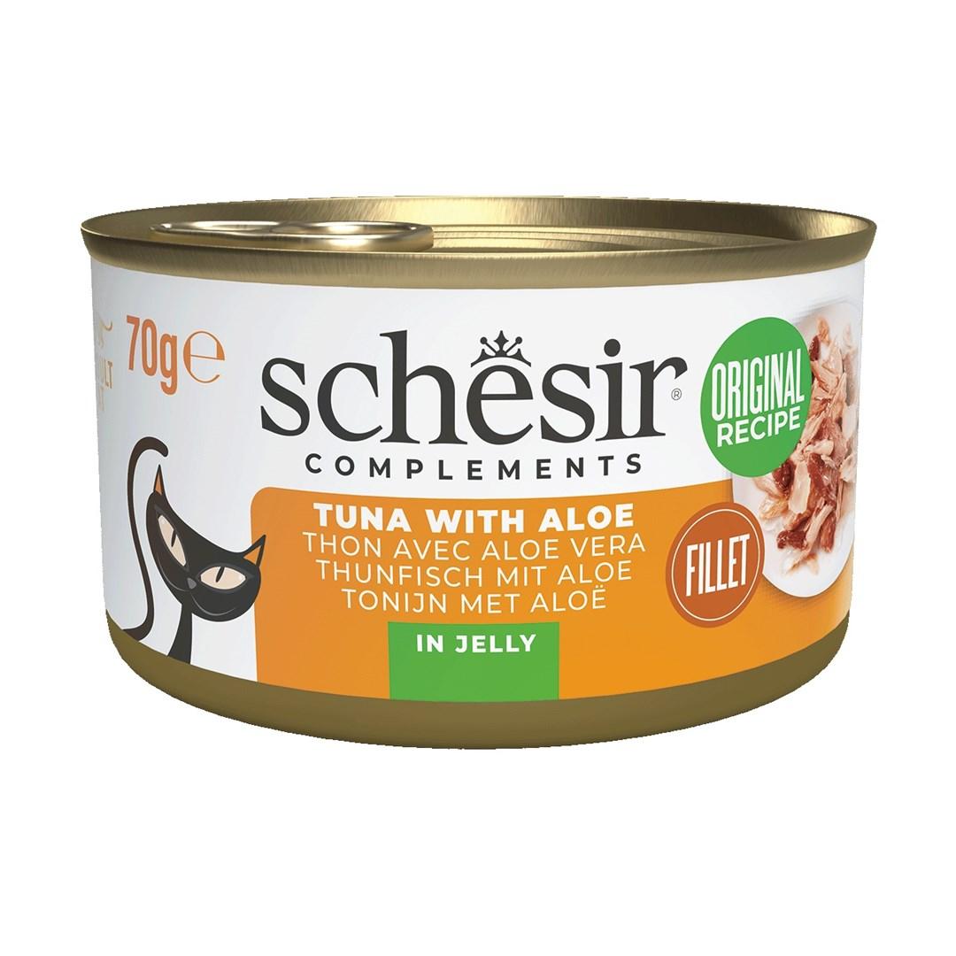 Vådfoder til kat – Schesir Complements tun med aloe i gelé, 70 g billede