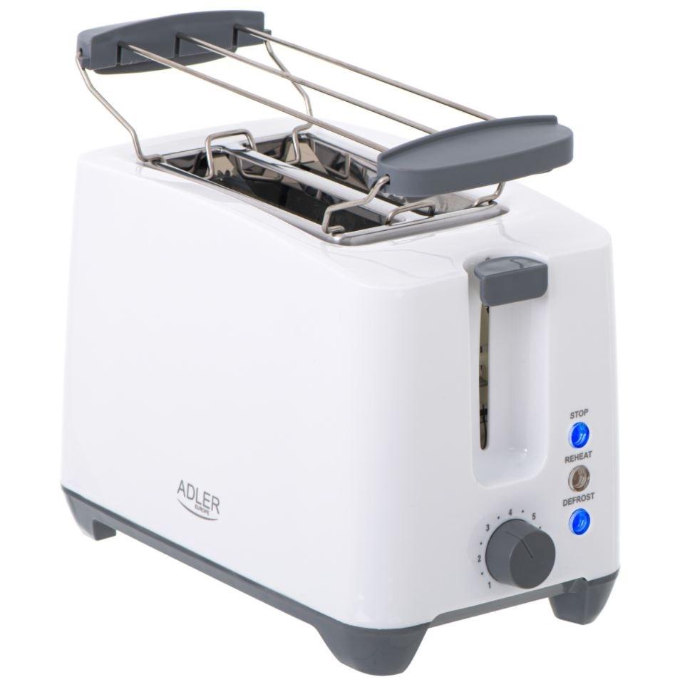 Brødrister Adler AD 3216 – 2 skiver, 750 W, hvid/grå billede
