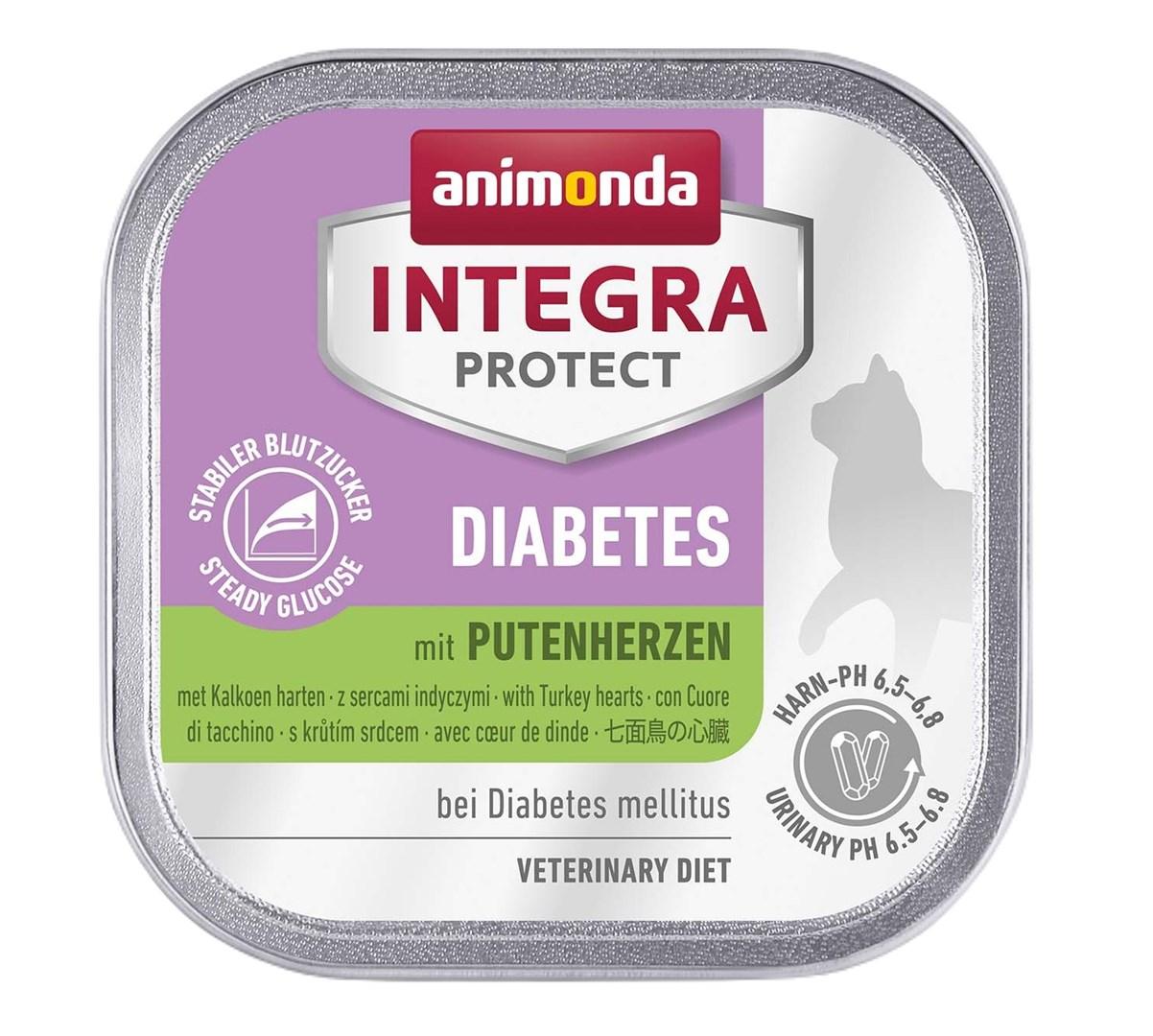Vådfoder til kat – animonda Integra Protect Diabetes med kalkunhjerter, 100 g billede