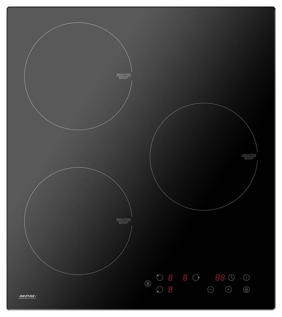 Induktionskogeplade MPM 45 cm - 3 zoner, touch, timer billede