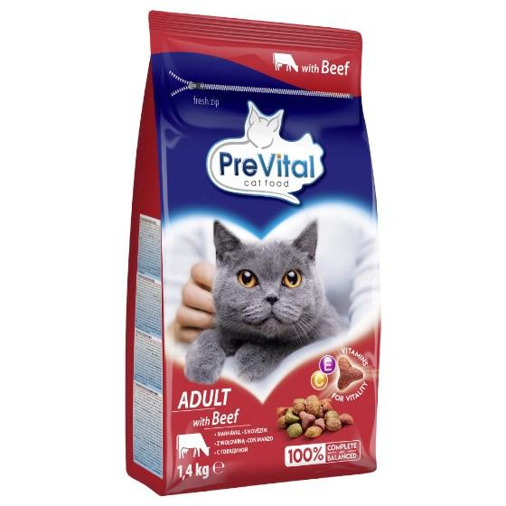 Tørfoder til kat – PREVITAL Adult med oksekød 1,4 kg billede