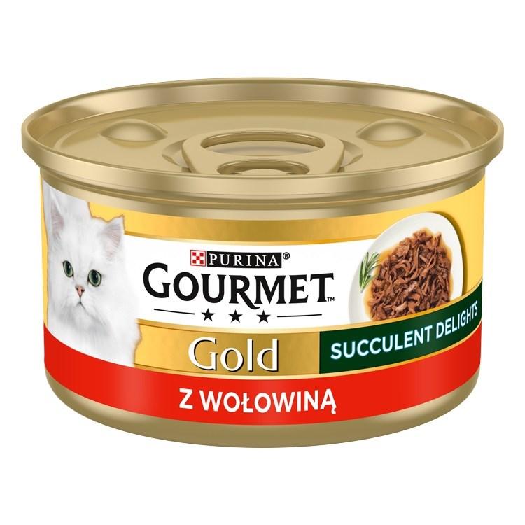 Vådfoder til kat – Purina Gourmet Gold Succulent Delights Oksekød 85 g billede