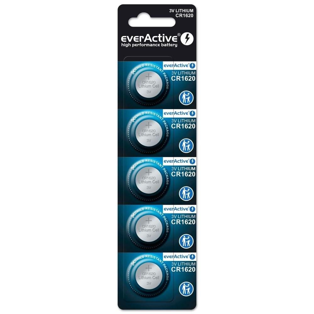 Knapcellebatteri 3V CR1620 – everActive, 5 stk. billede