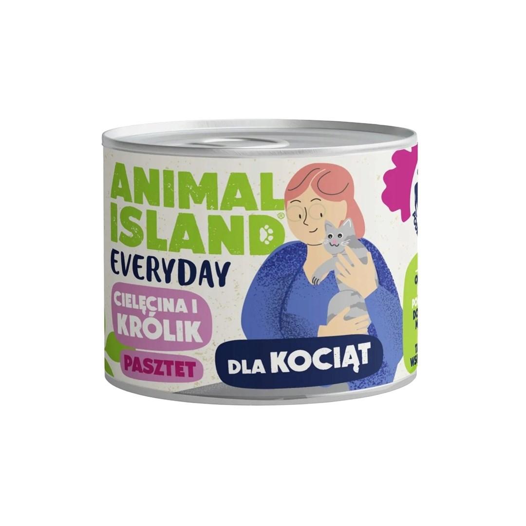 Vådfoder til katte – ANIMAL ISLAND Everyday kalv og kanin til killinger, 185 g billede