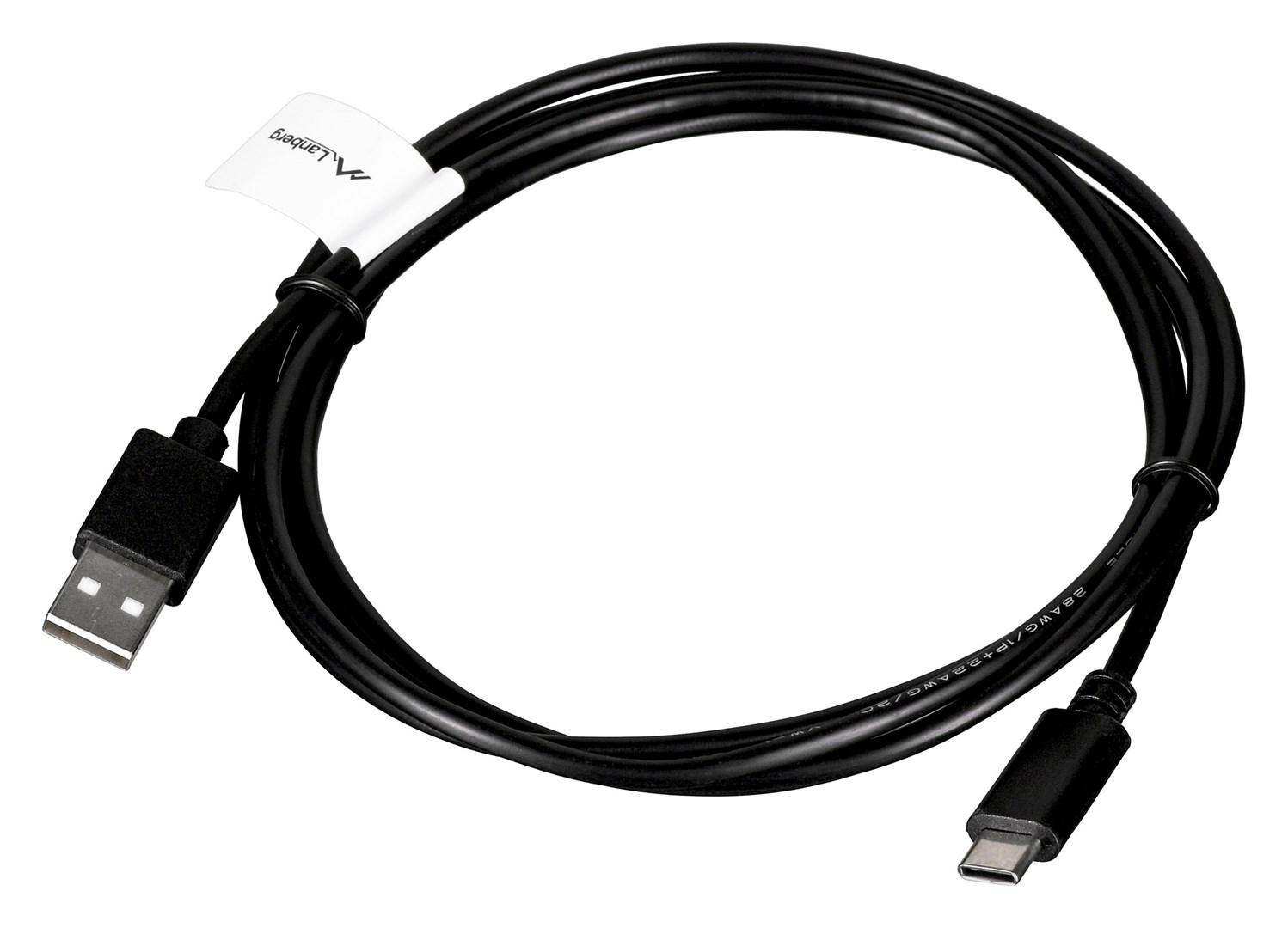 USB-C kabel 1,8 m – Lanberg USB-A til USB-C, USB 2.0, sort billede