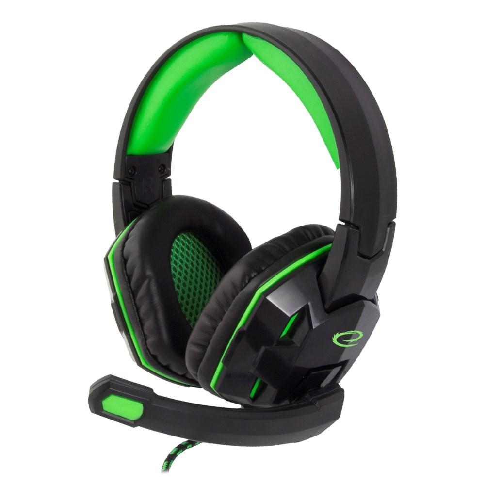 Gaming headset - Esperanza EGH380, sort/grøn, kablet