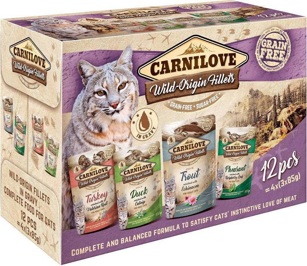 Vådfoder til kat – CARNILOVE Wild Origin Fillets 12×85 g billede