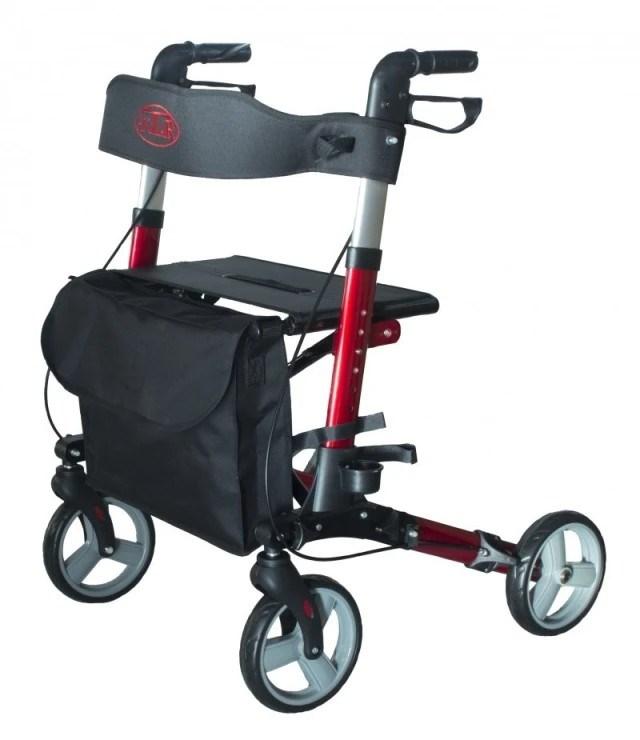 Rollator med fire hjul ANTAR – aluminium, rød billede