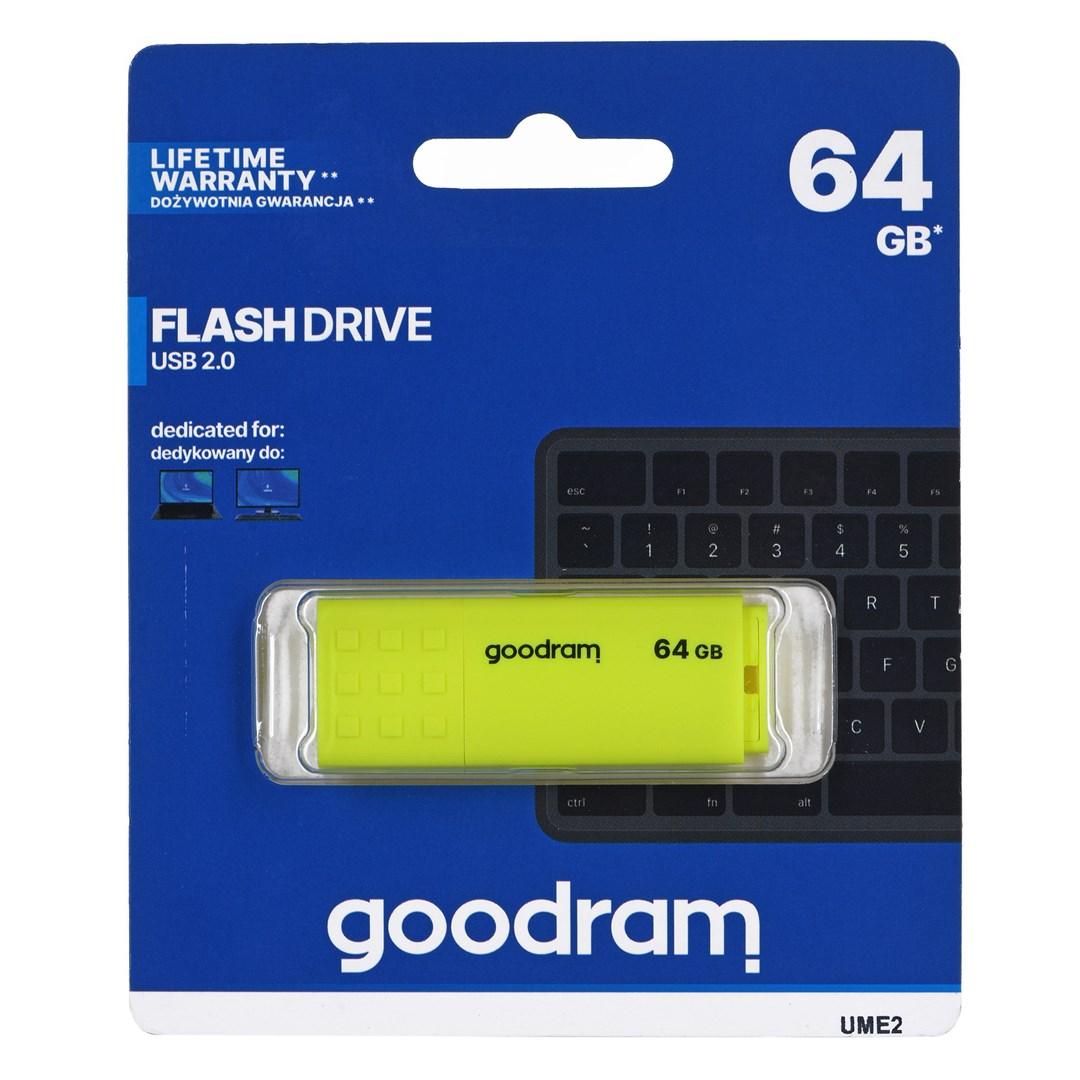 USB stik Goodram UME2 64 GB - USB 2.0, gul billede