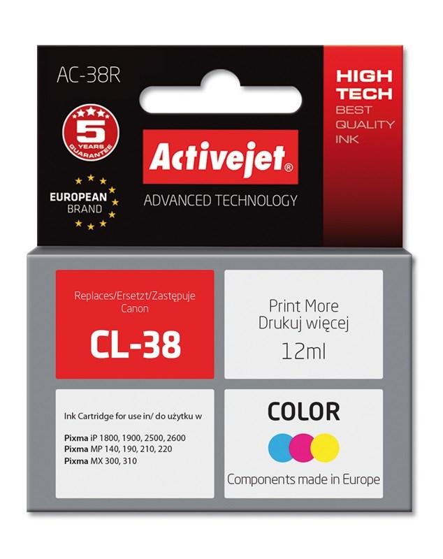 Blækpatron til Canon – Activejet AC-38R CL-38, farve, 12 ml (Premium) billede