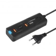 Oplader til mobil og tablet – Esperanza 60 W USB/USB-C med PD & QC 3.0 (sort) billede