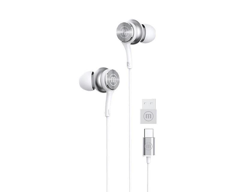 Høretelefoner med kabel USB‑C Maxell XC1 inkl. USB‑A adapter – hvid