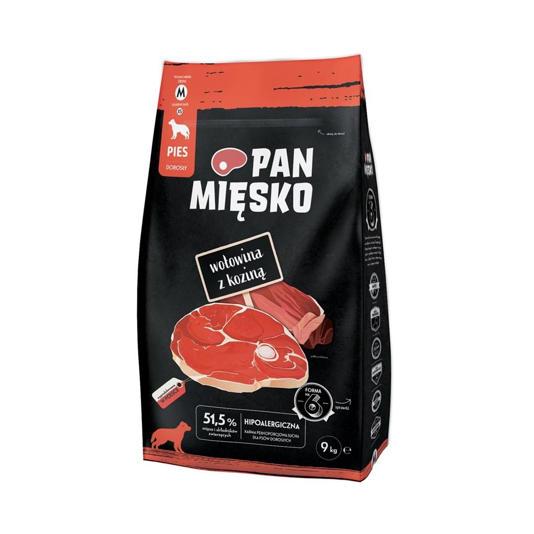Hundefoder tørfoder PAN MIĘSKO oksekød med ged – 9 kg (M) billede
