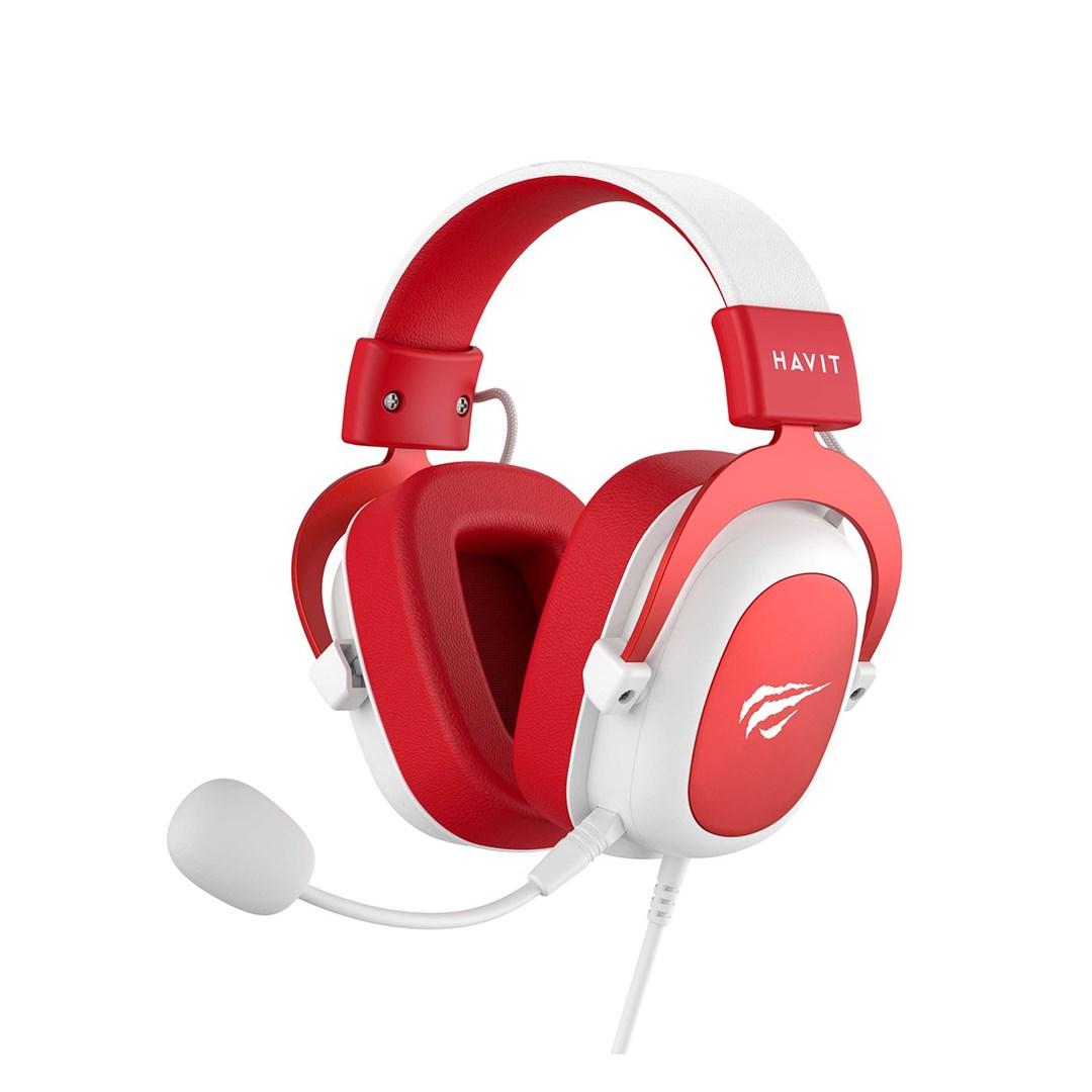 Gaming headset Havit H2002D – hvid/rød, kablet billede