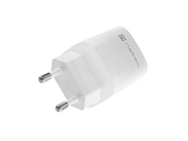 Oplader GaN 30 W med USB‑C + USB‑A - NATEC Ribera, hvid billede