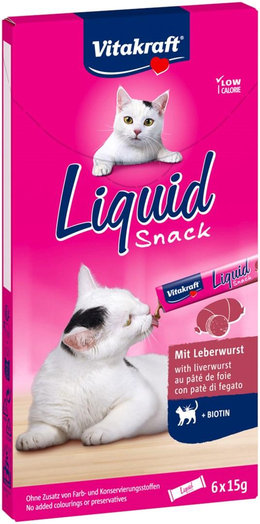 Kattesnack flydende - Vitakraft Liquid Snack leverpÃ¸lse med biotin, 6Ã15 g billede