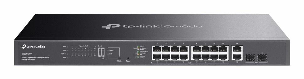 Netværksswitch TP-Link Omada ES220GMP L2 Managed Gigabit PoE+ – 18x RJ45, 2x SFP, sort billede