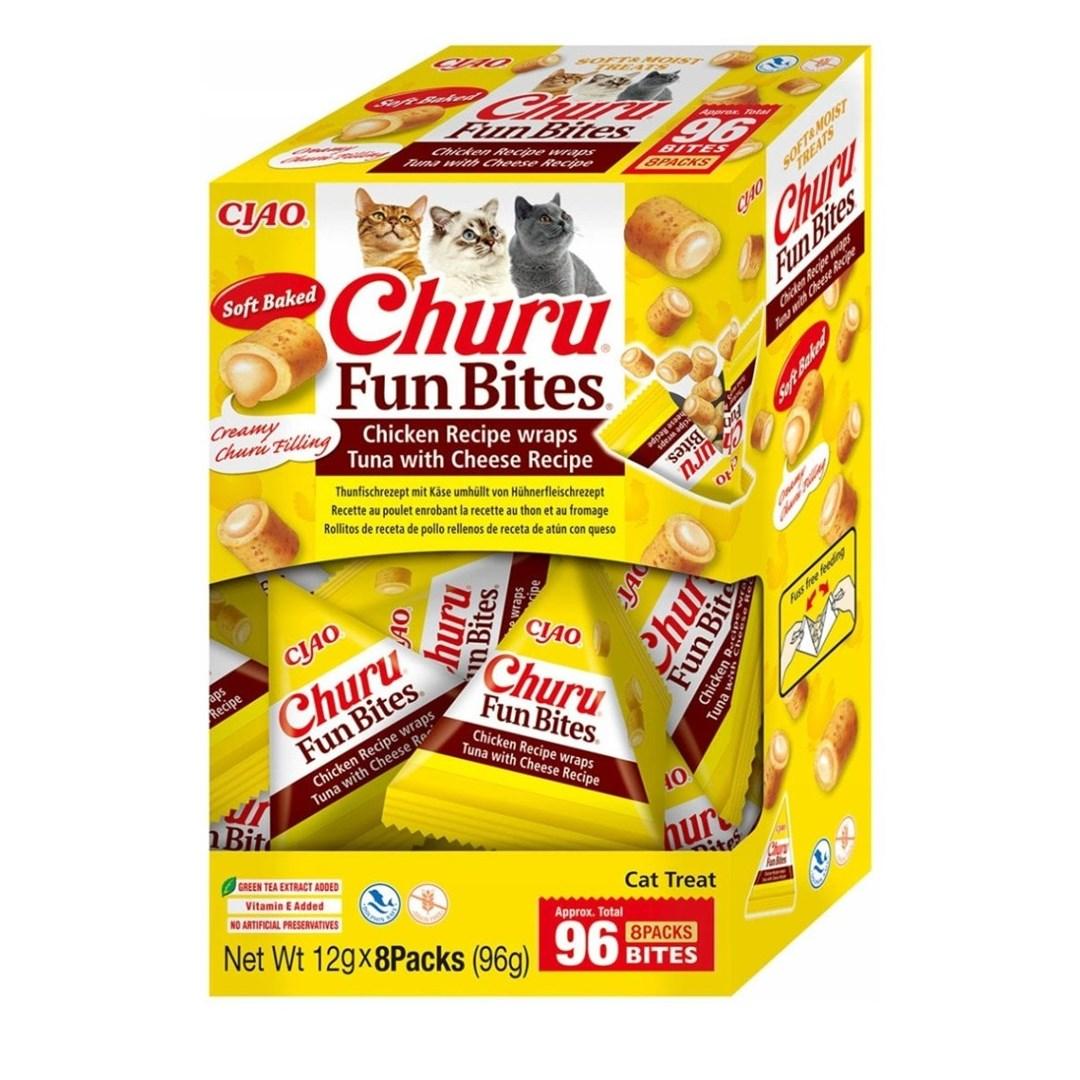 Kattegodbidder INABA Churu Fun Bites – kylling, tun og ost, 8×12 g billede