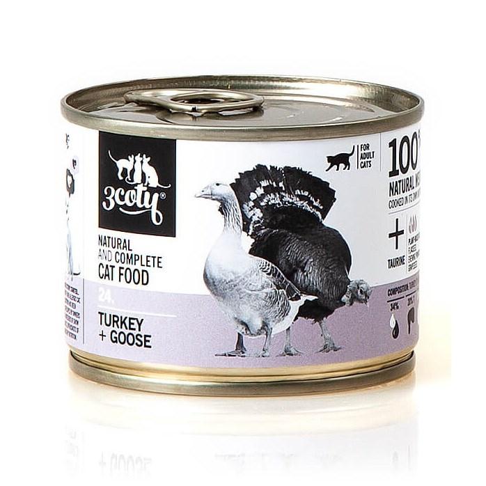 Vådfoder til kat – 3coty Kalkun & gås 180 g billede