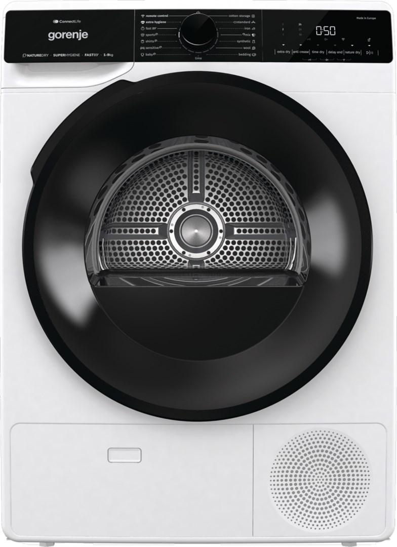 Tørretumbler med varmepumpe Gorenje DPNA92WIFI, 9 kg, hvid/sort billede
