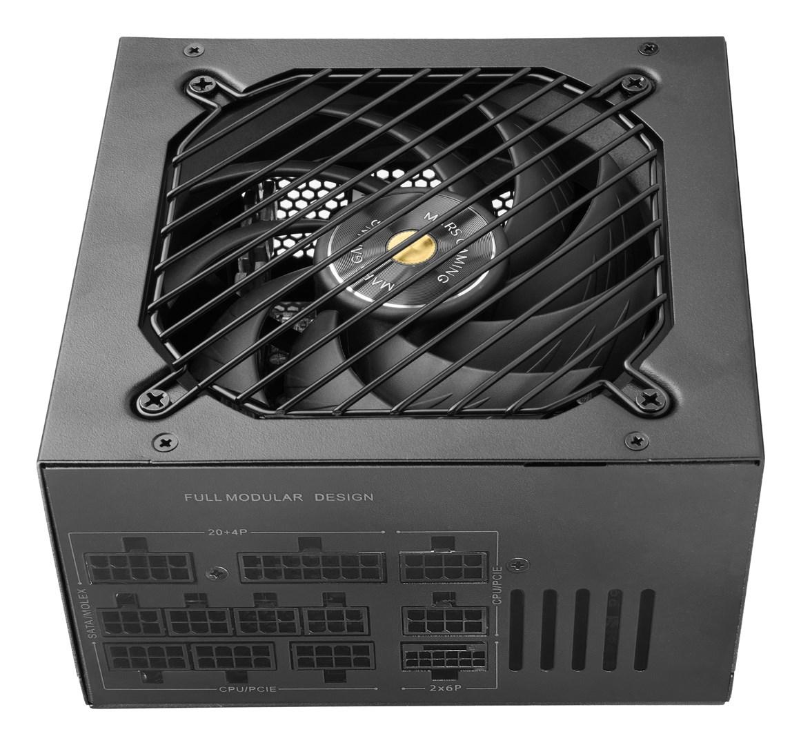 Strømforsyning ATX 1000 W – TACENS Mars Gaming MPB1000PSI, fuld modulær, 80 Plus Gold, sort billede