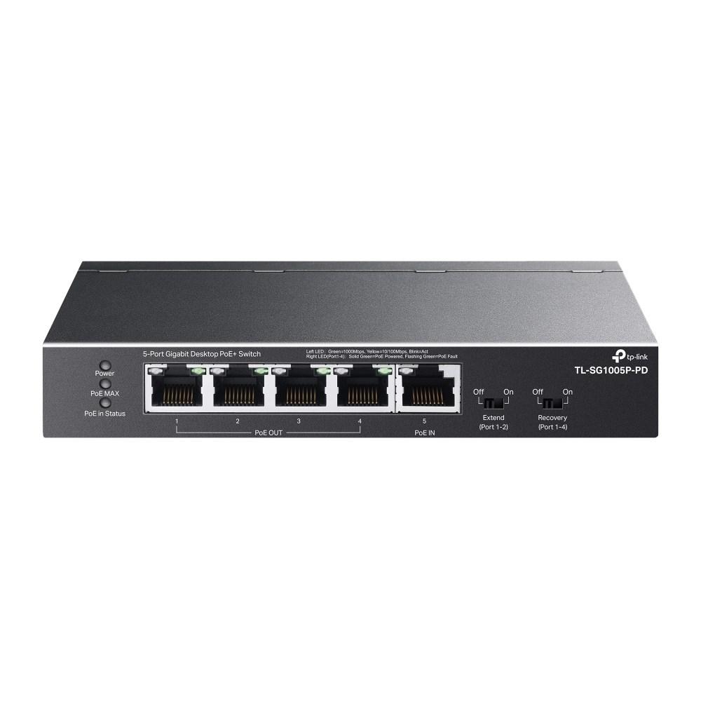 Netværksswitch TP-Link TL-SG1005P-PD Gigabit, 5 porte, PoE, sort