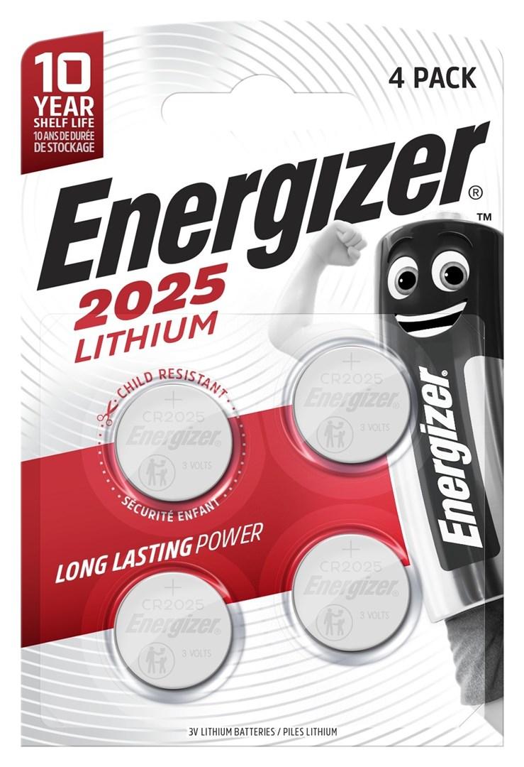 Knappcelle batterier Energizer CR2025 lithium - 4 stk.