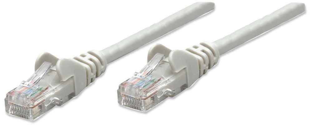 Netværkskabel Cat5e 3 m – Intellinet, grå, RJ45, U/UTP, guldbelagte stik billede