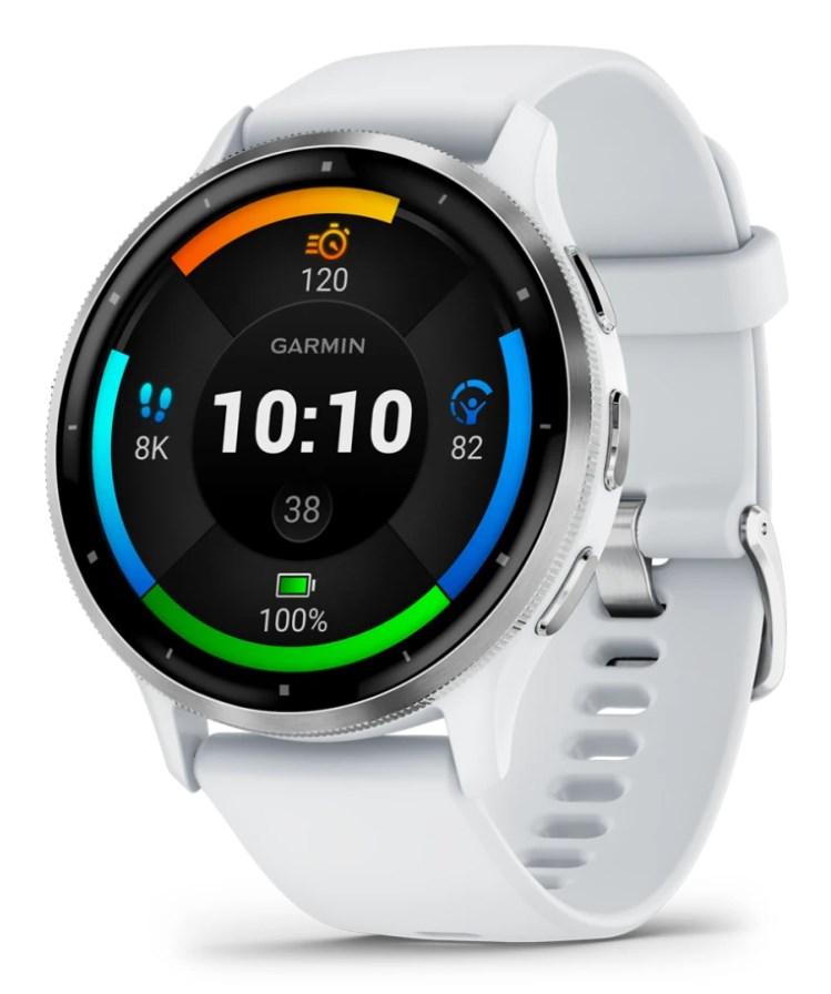 Sportsur Garmin Venu 3 - 45 mm AMOLED, sølv/hvid, GPS & Wi‑Fi