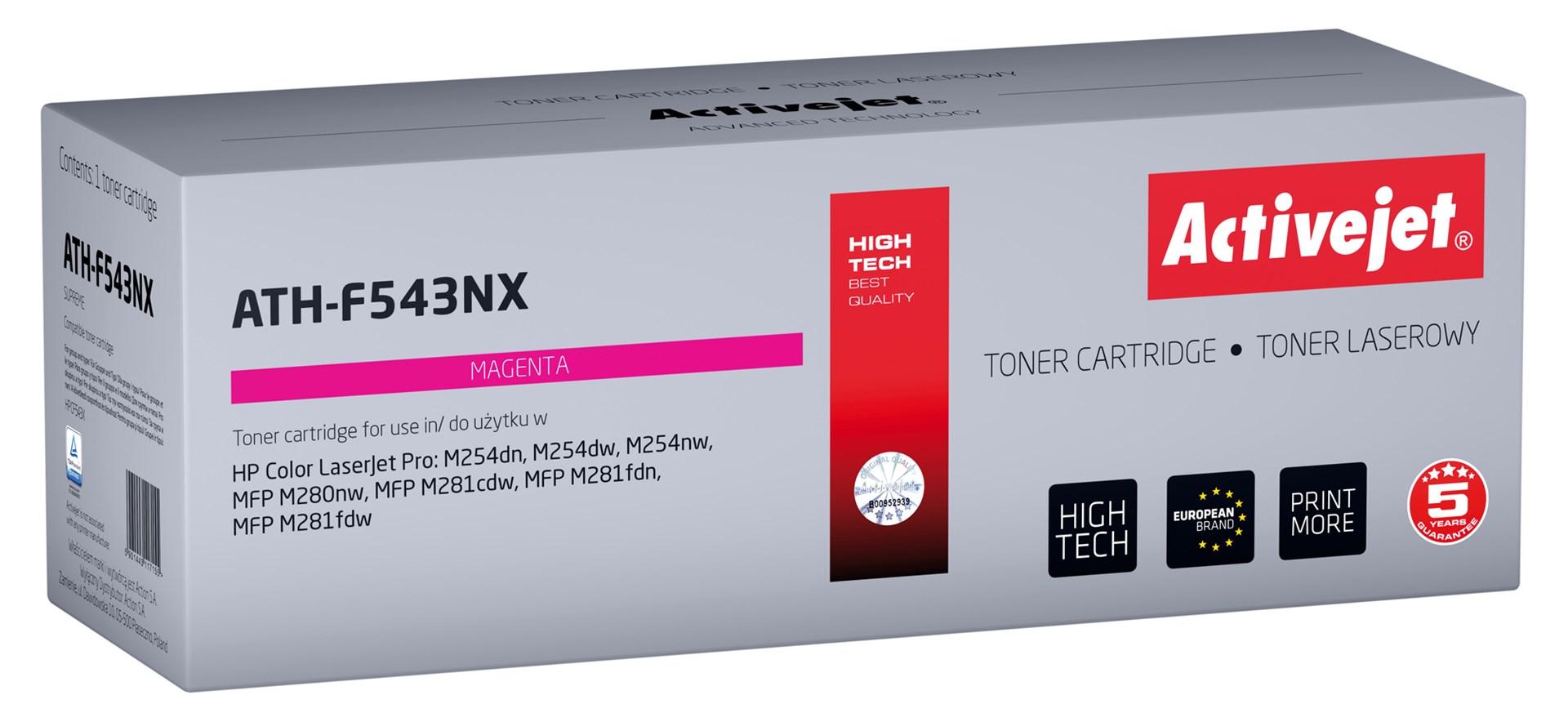 Toner til HP – Activejet ATH-F543NX, magenta, høj kapacitet (erstatning for HP 203X/CF543X, Canon CRG 054H) billede