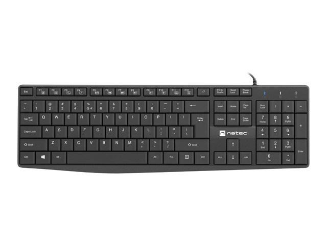 Tastatur - NATEC Nautilus US, slankt fuldtastatur, kablet billede