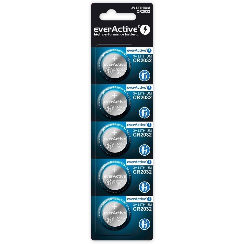 Knappcellebatterier CR2032 3V – everActive, blister 5 stk. billede