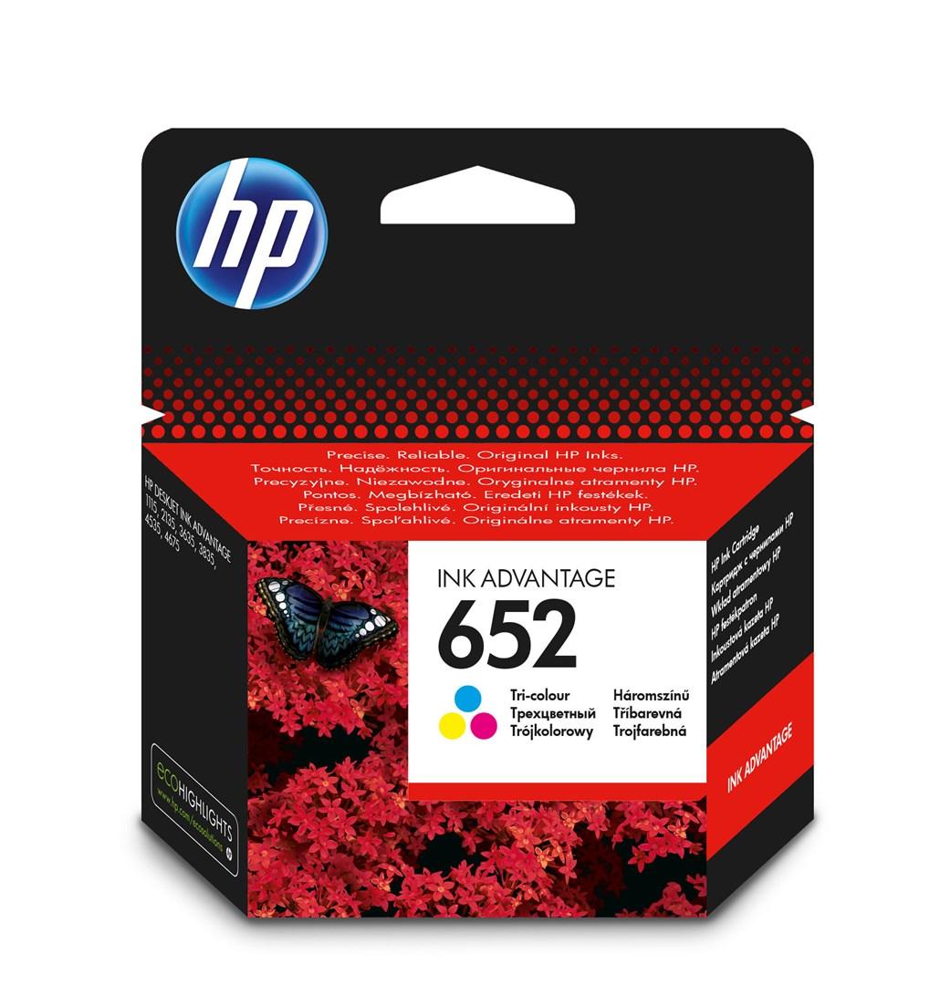 Blækpatron HP 652 trefarvet (cyan, magenta, gul) - original