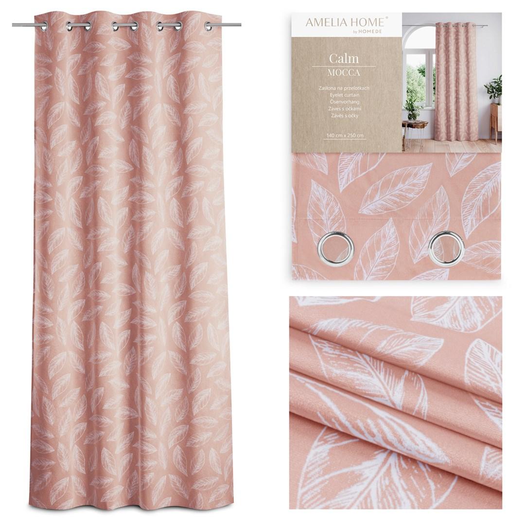 Mørklægningsgardin med øskner Amelia Home Calm - pudderlyserød, fløjl, 140×250 cm billede